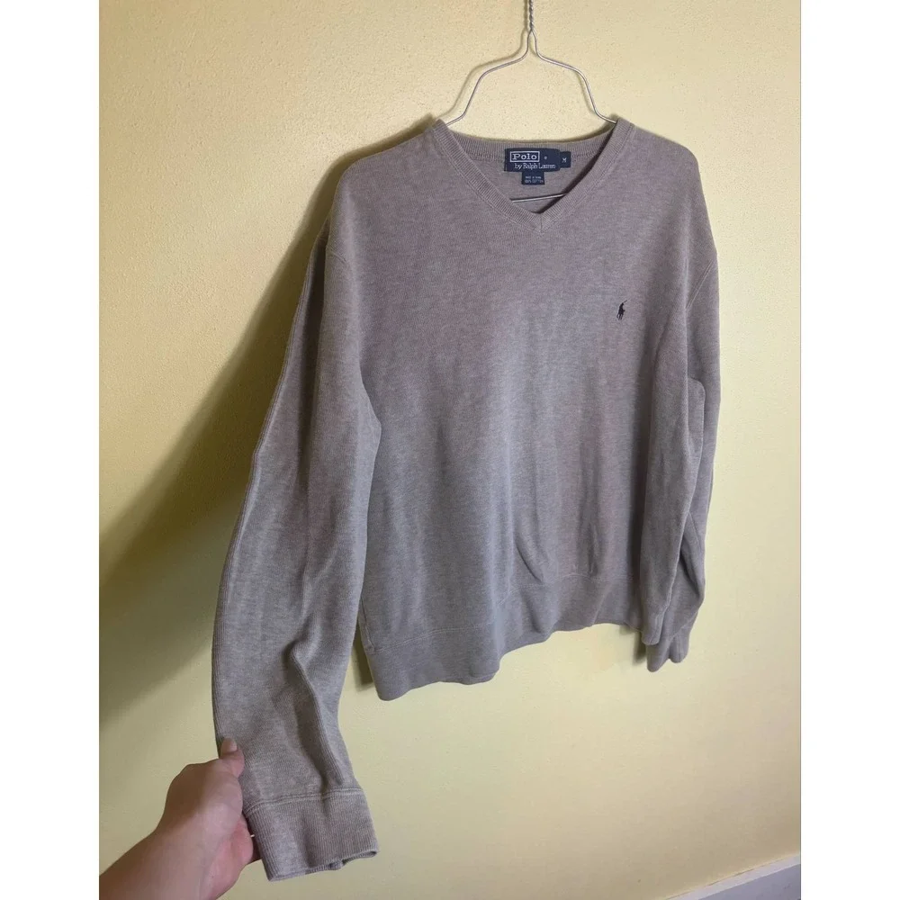 Polo by Ralph Lauren 100% Cotton Long Sleeve Pull over Sweater Men's Size Medium
